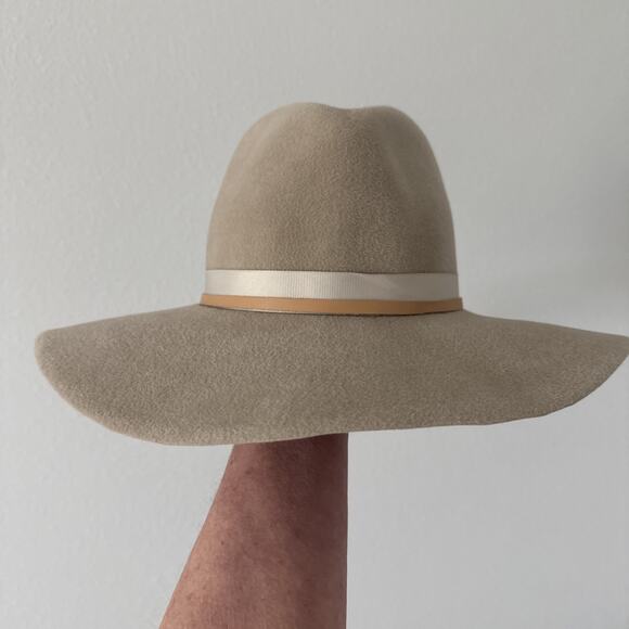 Calypso St Barth Pure Rabbit Fur Felt Fedora Women's Hat Beige Made In USA - Picture 7 of 11